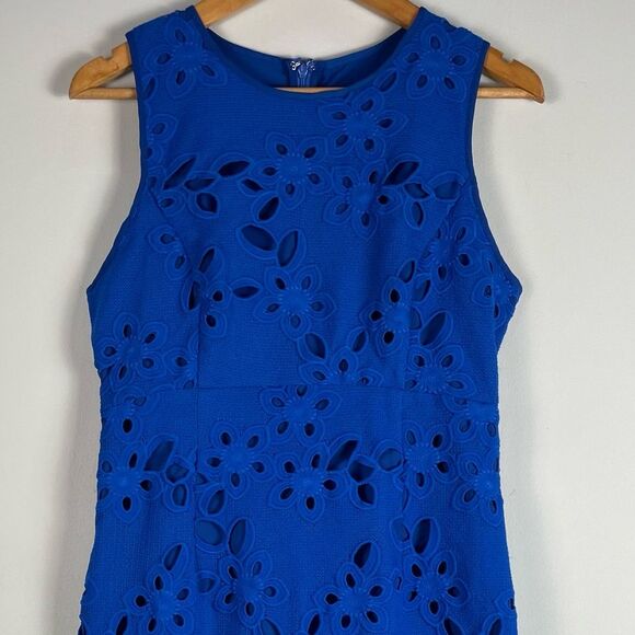 Maeve Anthropologie Arette Eyelet Lace Floral Sheath Dress in Blue Sz SP NEW - Picture 3 of 13